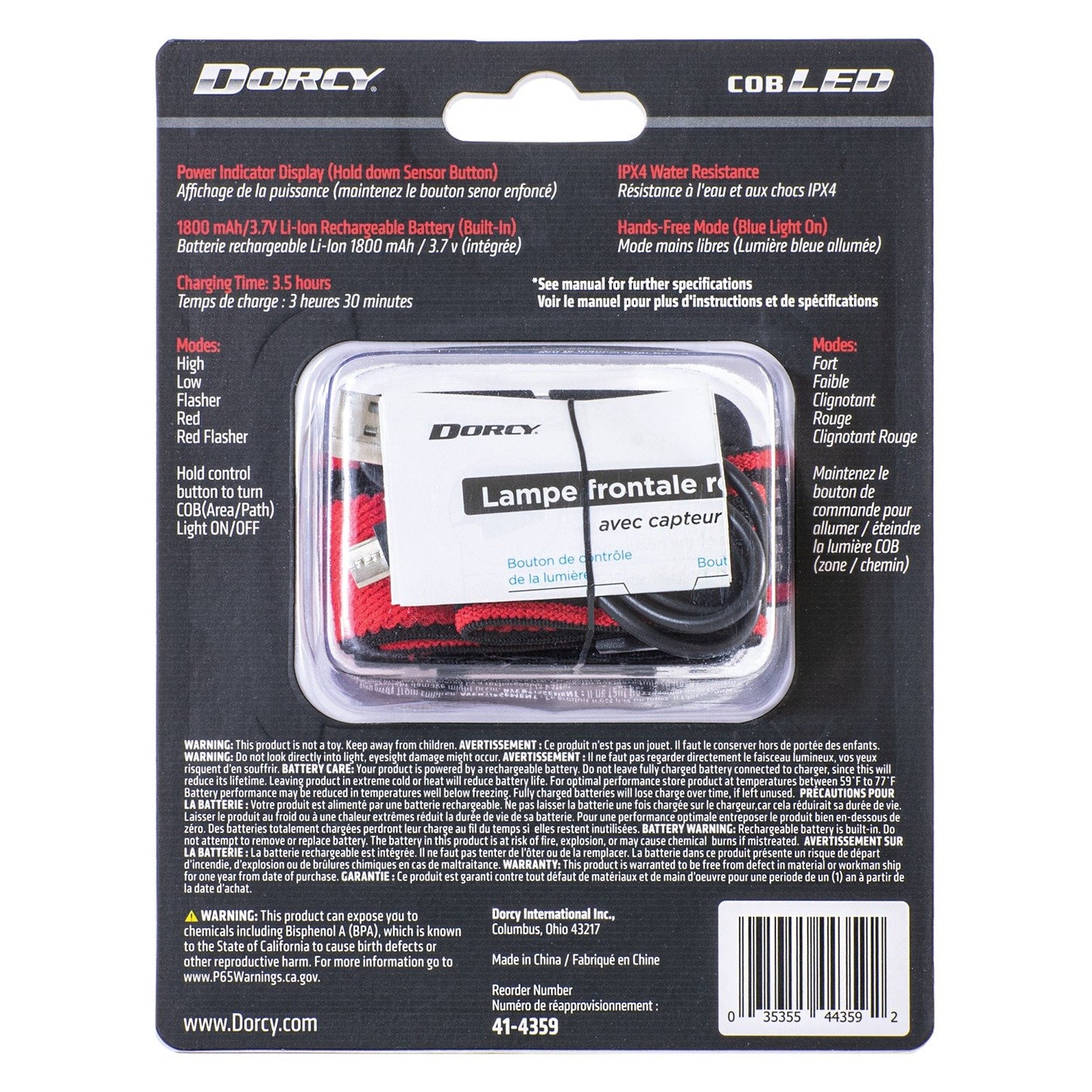 Dorcy 41-4359 330-Lumen USB Rechargeable Motion Sensor Headlamp