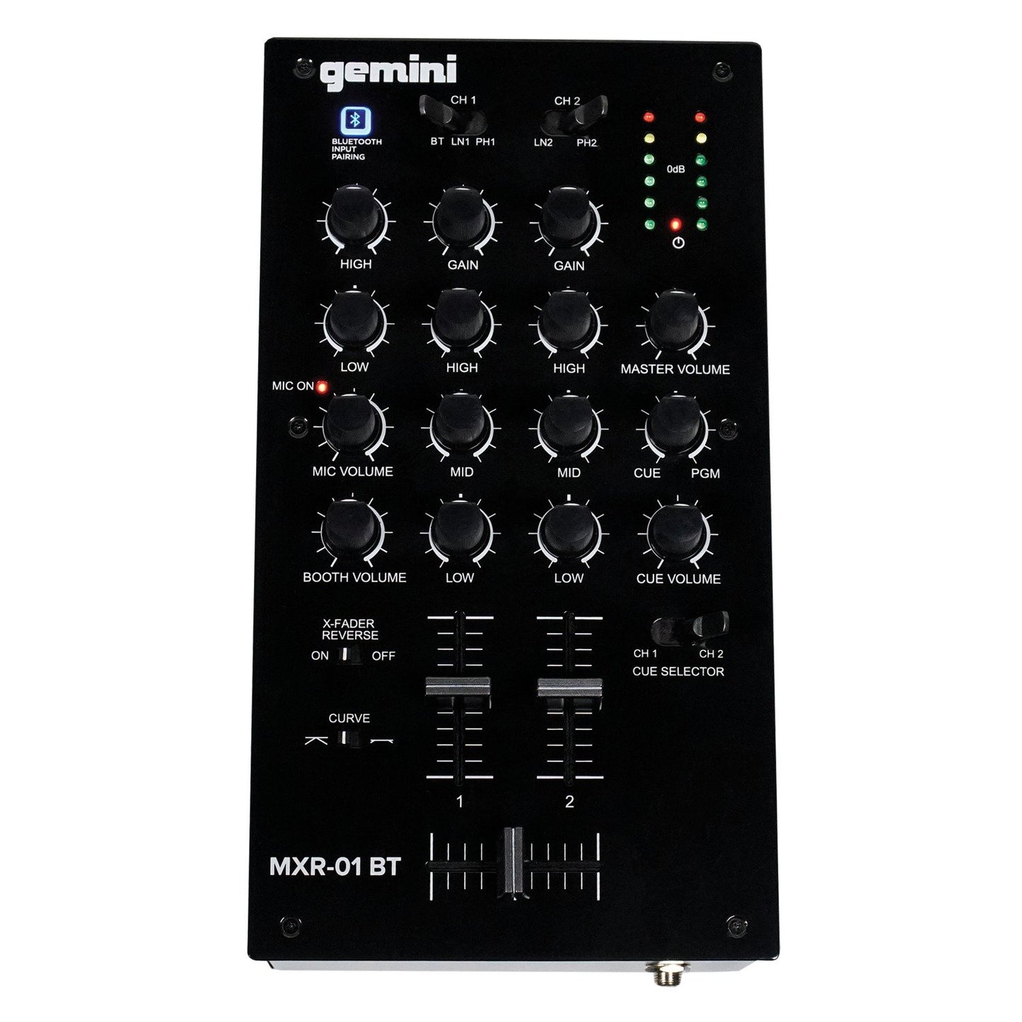 Gemini MXR-01BT 2-Channel Professional DJ Mixer with Bluetooth Input