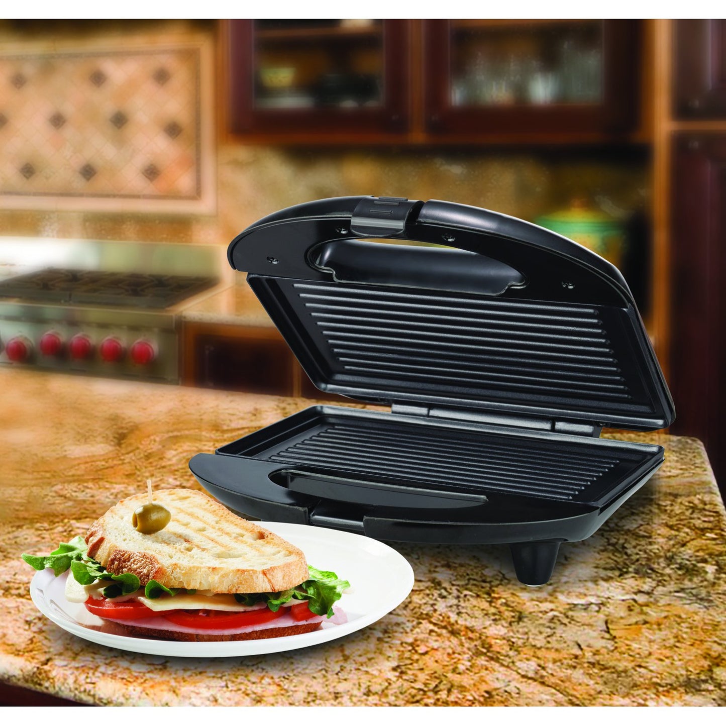 Brentwood Appl. TS-246 Nonstick Panini Press & Sandwich Maker (Black)