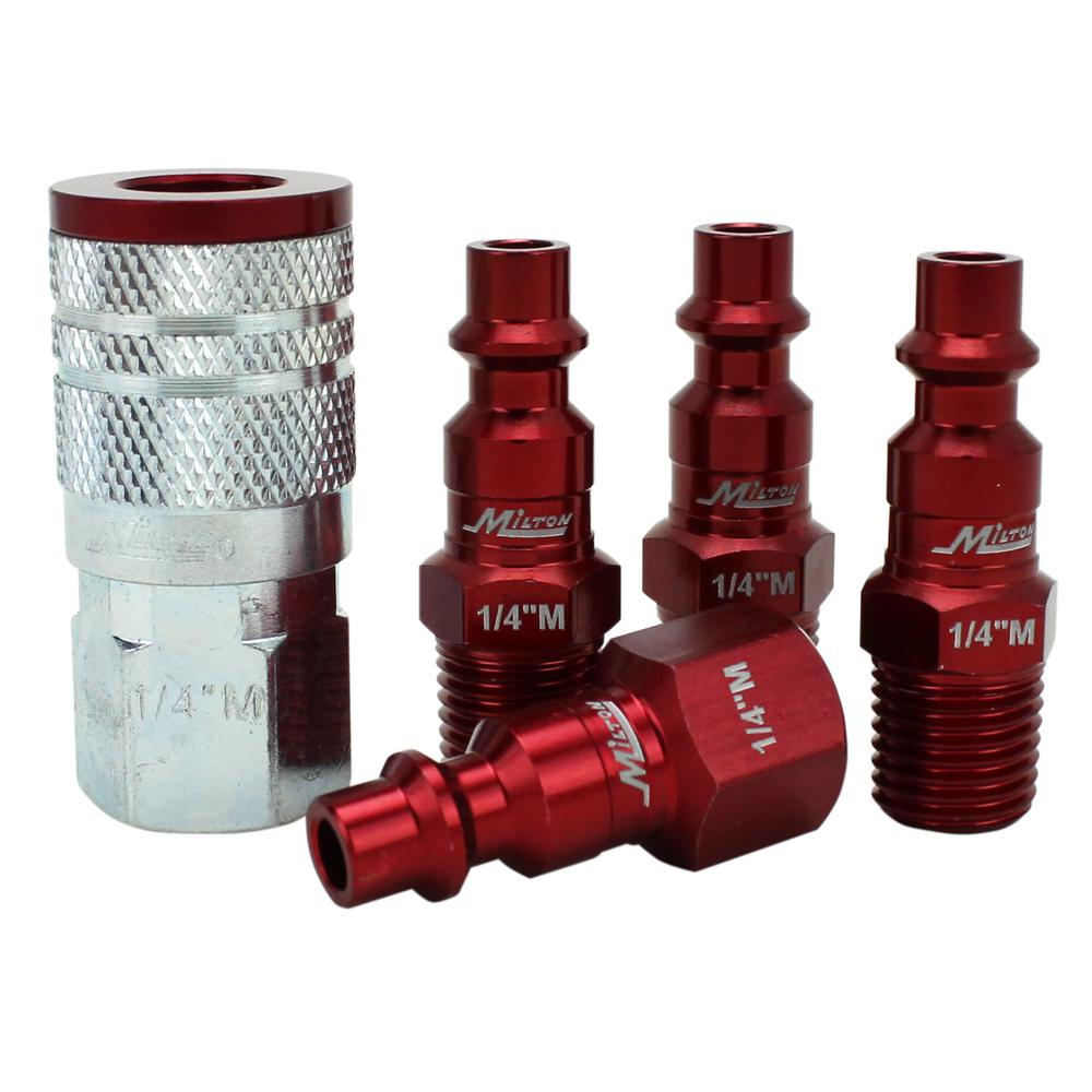 Colorconnex A73456D Coupler  Plug Kit Type D 1/4In Npt 1/4In Body Red 5 Pc