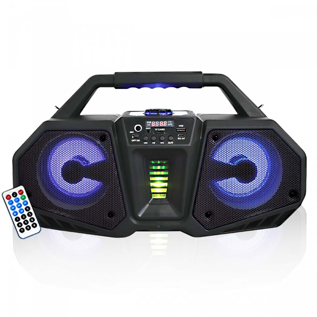 Axess MPBT6506 Portable Bluetooth Dual 4" Speakers with Flashing LED Lights