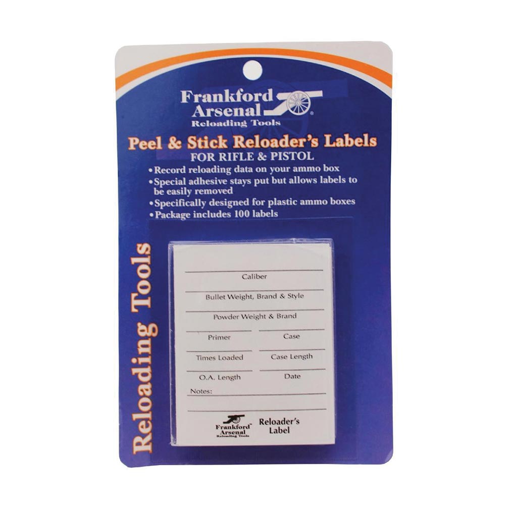 Frankford 202364 Pistol and Rifle Reloaders Labels  100 Pack