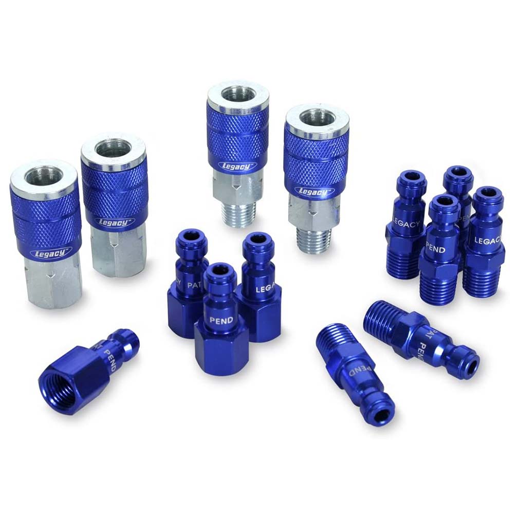Colorconnex A72458C Coupler  Plug Kit Type C 1/4In Npt 1/4In Body Blue 14 Pc