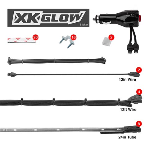 XKGlow XK041002W LED Underbody Accent Light Kit with 8  24 Tubes  White