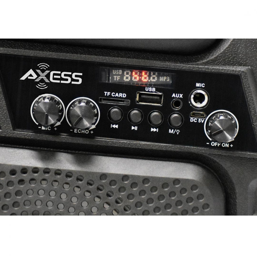 Axess Portable BT Speaker - Double 6.5" LED 260W  SpeakerTWS Link FMMic In AuxUSB