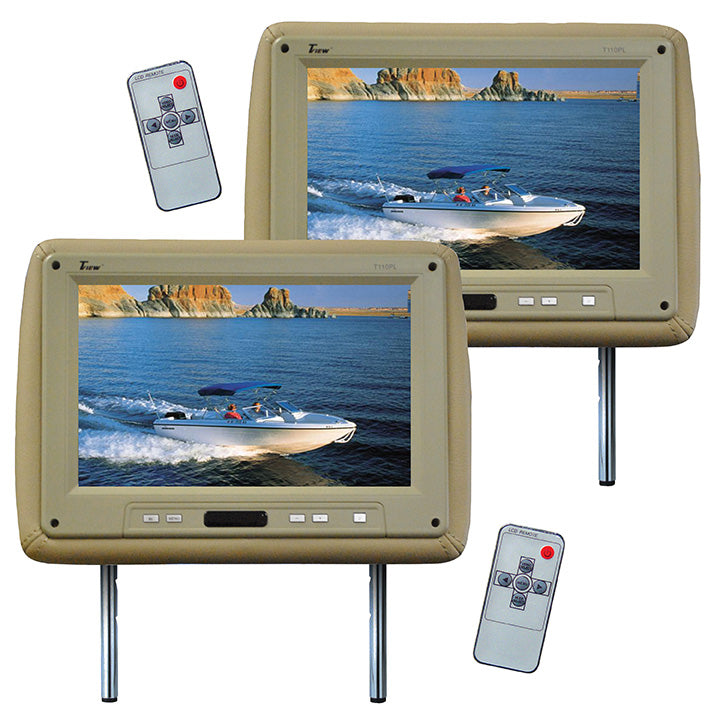 Tview T110PLTAN 11.2" Tan Headrest Monitor Pair w/ Remotes