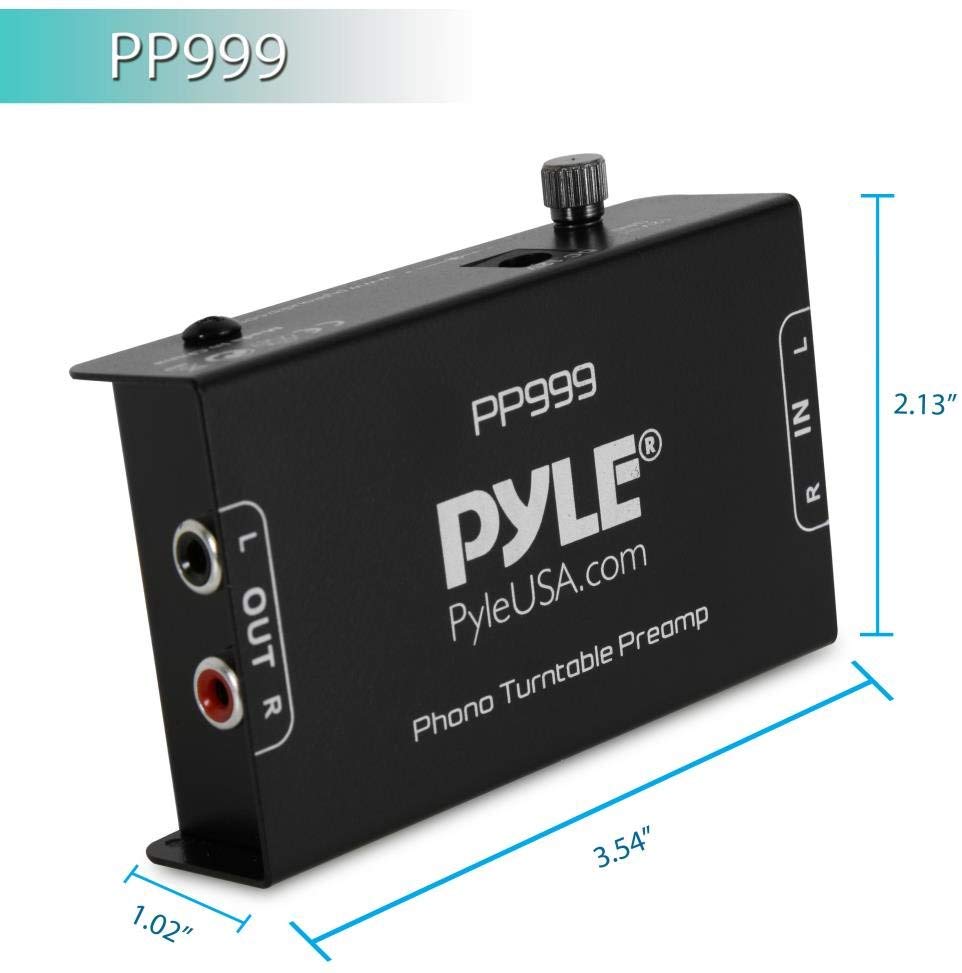 Pyle PP999 Compact Ultra-Low Noise Phono Turntable Preamp w/ 12-Volt Adaptor