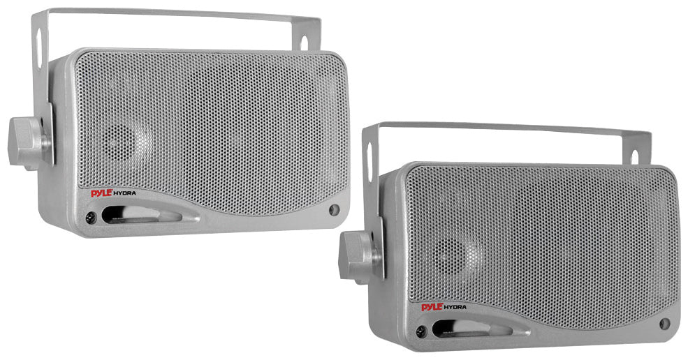 Pyle PLMR24S 3.5'' 200 Watt 3-Way Silver Weather Proof Mini Box Speaker System