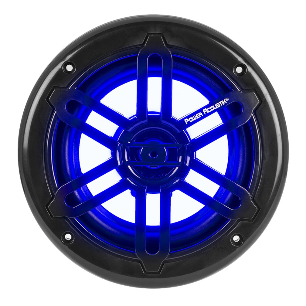 Power Acoustik MFL65WB Marine 6.5 2-Way Speaker w/Blue LED, White & Black Grills