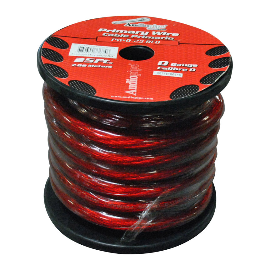 nippon pw025rd Audiopipe Pw025rd Red 0 Gauge 25 Spool Oxygen Free Power Cable by AUDIOP