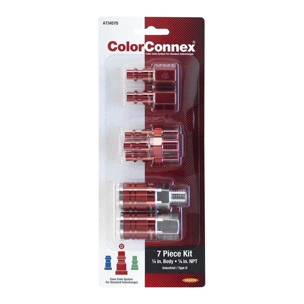 Colorconnex A73457D Coupler  Plug Kit Type D 1/4In Npt 1/4In Body Red 7 Pc