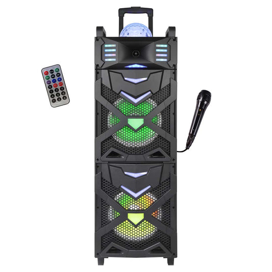 Max Power MPD1089B Rechargeable Bluetooth Speaker Dual 10" Woofers w/Lights