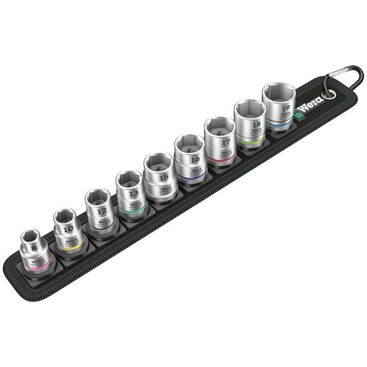 Wera 05003883001 1/4 Drive Metric Sockets  On Storage Belt (9 Piece)