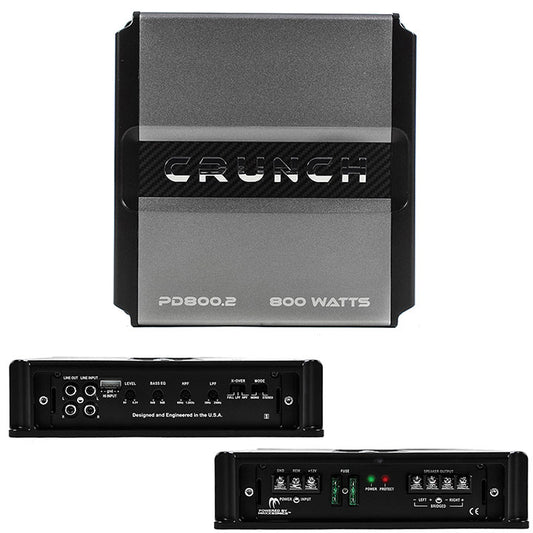 Crunch PD 800.2 Power Drive Bridgeable Amplifier 800 Watts Max, Class Ab 2-channel