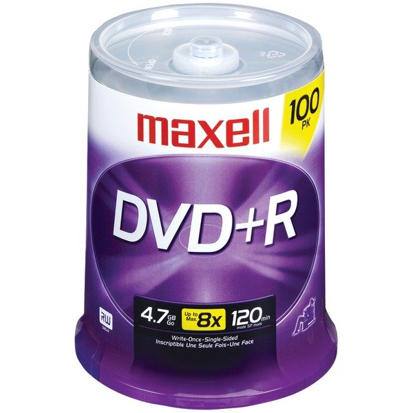 Maxell 639016 4.7GB 120-Minute DVD+Rs (100-ct Spindle)
