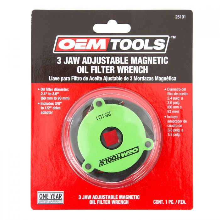 OEMTOOLS 25101 3-Jaw Adjustable Magnetic Oil Filter Wrench