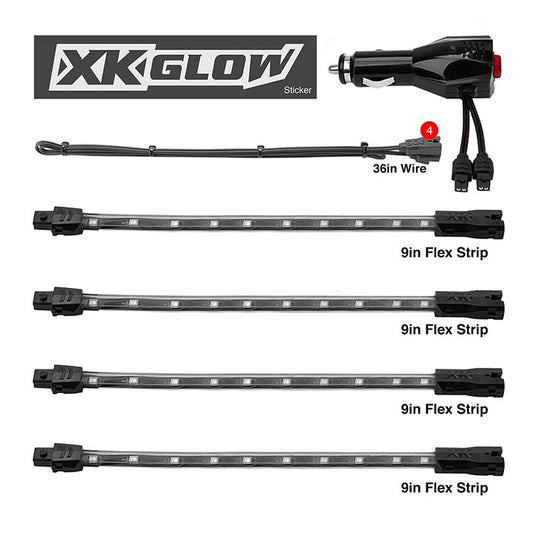 XKGlow XK041004R LED Accent Kit with (4) 8 Flex Strips Red
