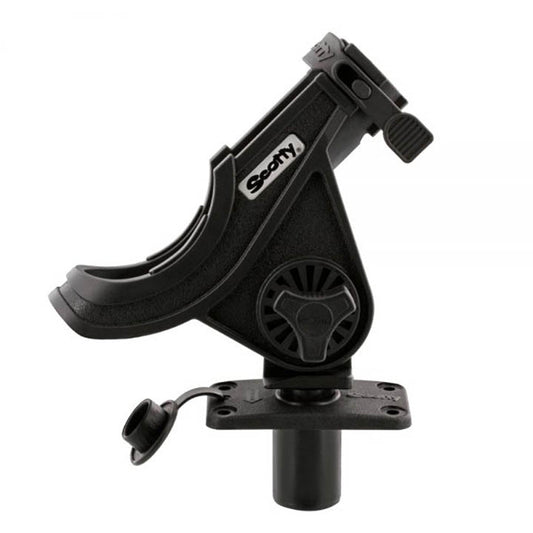 Scotty 0281BK Baitcaster/Spinning Rod Holder with Flush Deck Mount, Black