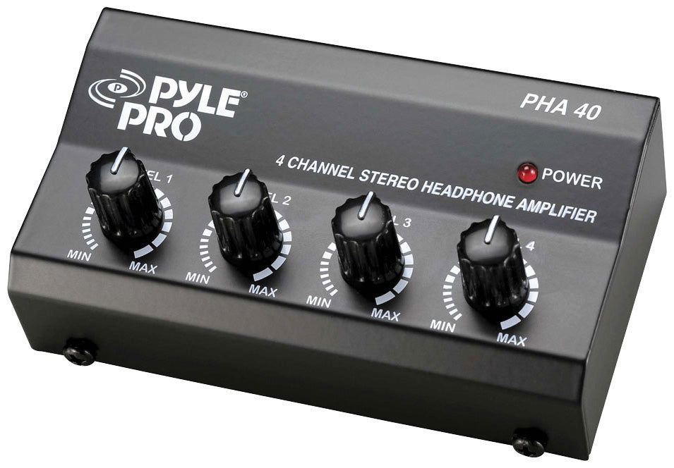 Pyle PHA40 4 Channel Headphone Signal Splitter Amplifier Box