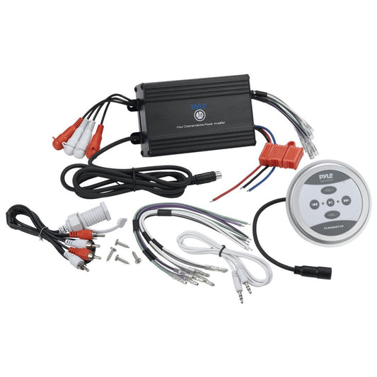 Pyle PLMRMBT7B 1200 Watt 4 Channel Class AB Marine Amp w/ Bluetooth
