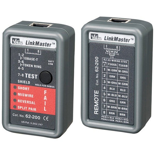 Ideal 62-200 LinkMaster RJ45 CAT5E/6 Ethernet Wiremapper Tester