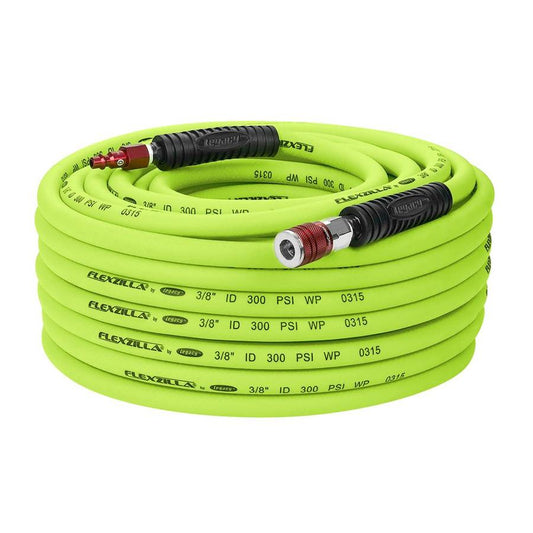 Flexzilla HFZ38100YW2D Air Hose 3/8In X 100Ft W/ Colorconnex Coupler Plug Type D