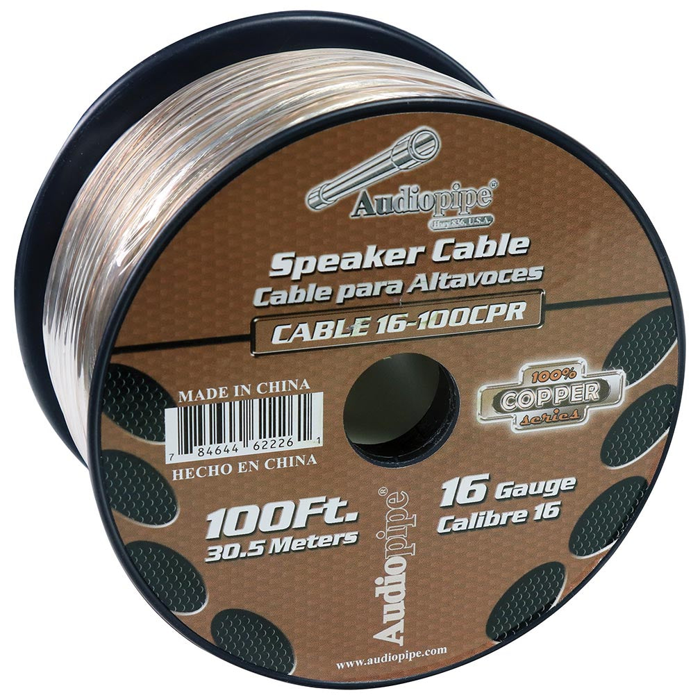 Audiopipe CABLE16100CPR 16 Gauge Speaker Wire 100 ft 100% Copper