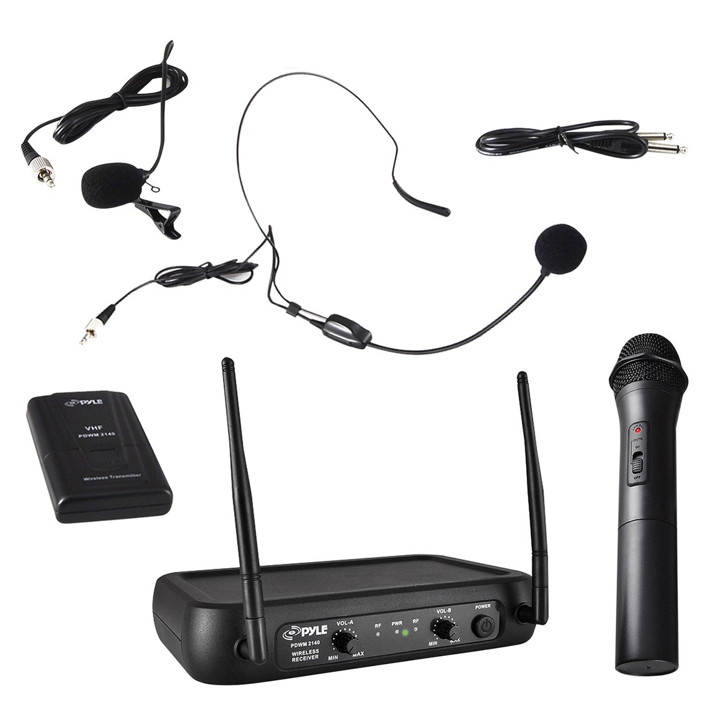 Pyle PDWM2140 Dual-Channel Fixed-Frequency VHF Wireless Microphone System