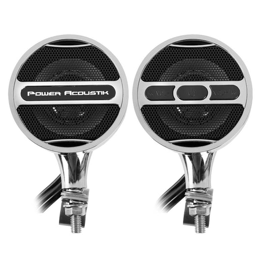 Power Acoustik MCS22C Motorcycle FM Tuner 3 BT Speaker System Chrome Finish