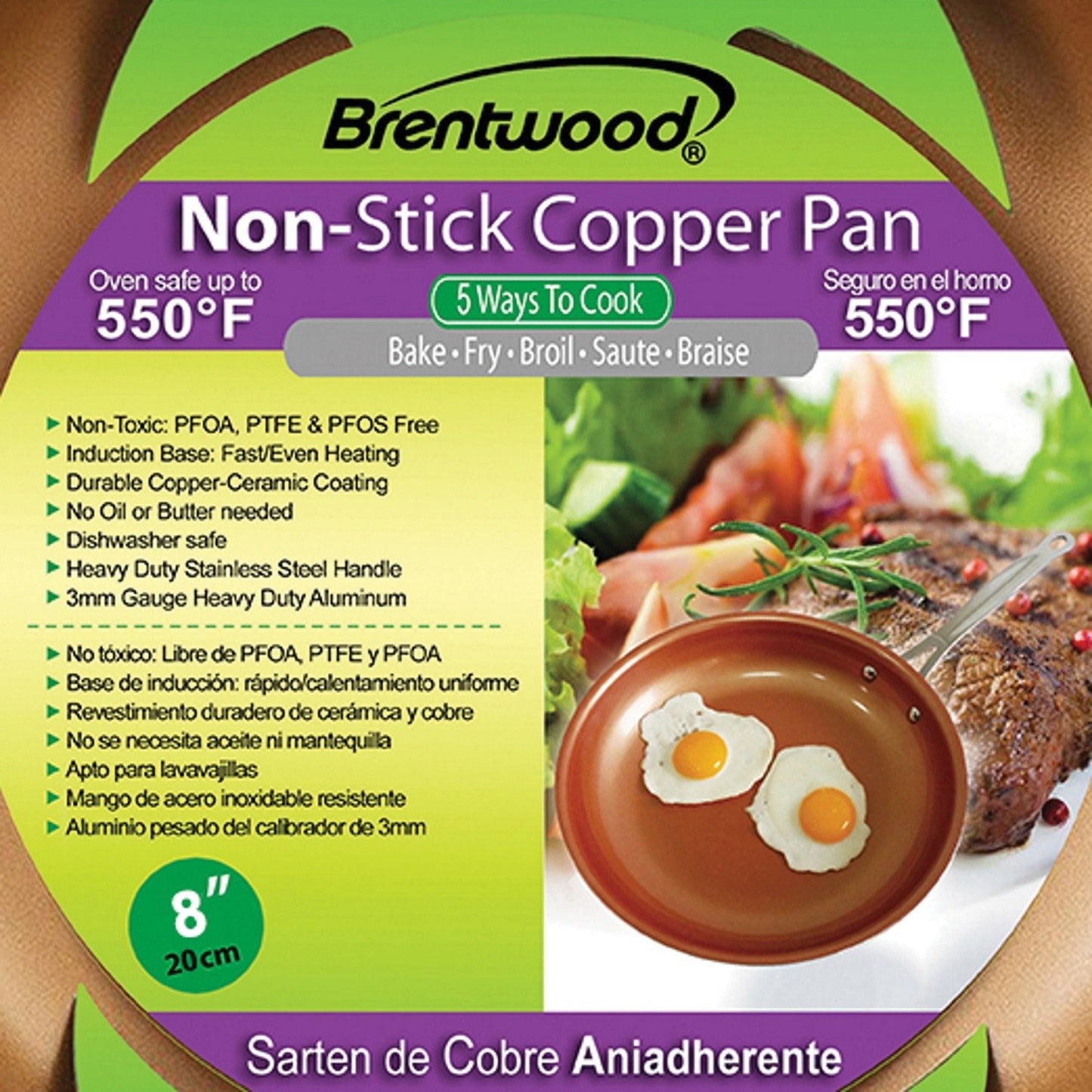 Brentwood Appl. BFP-320C Non Stick Induction Copper Frying Pan (8 Inch)
