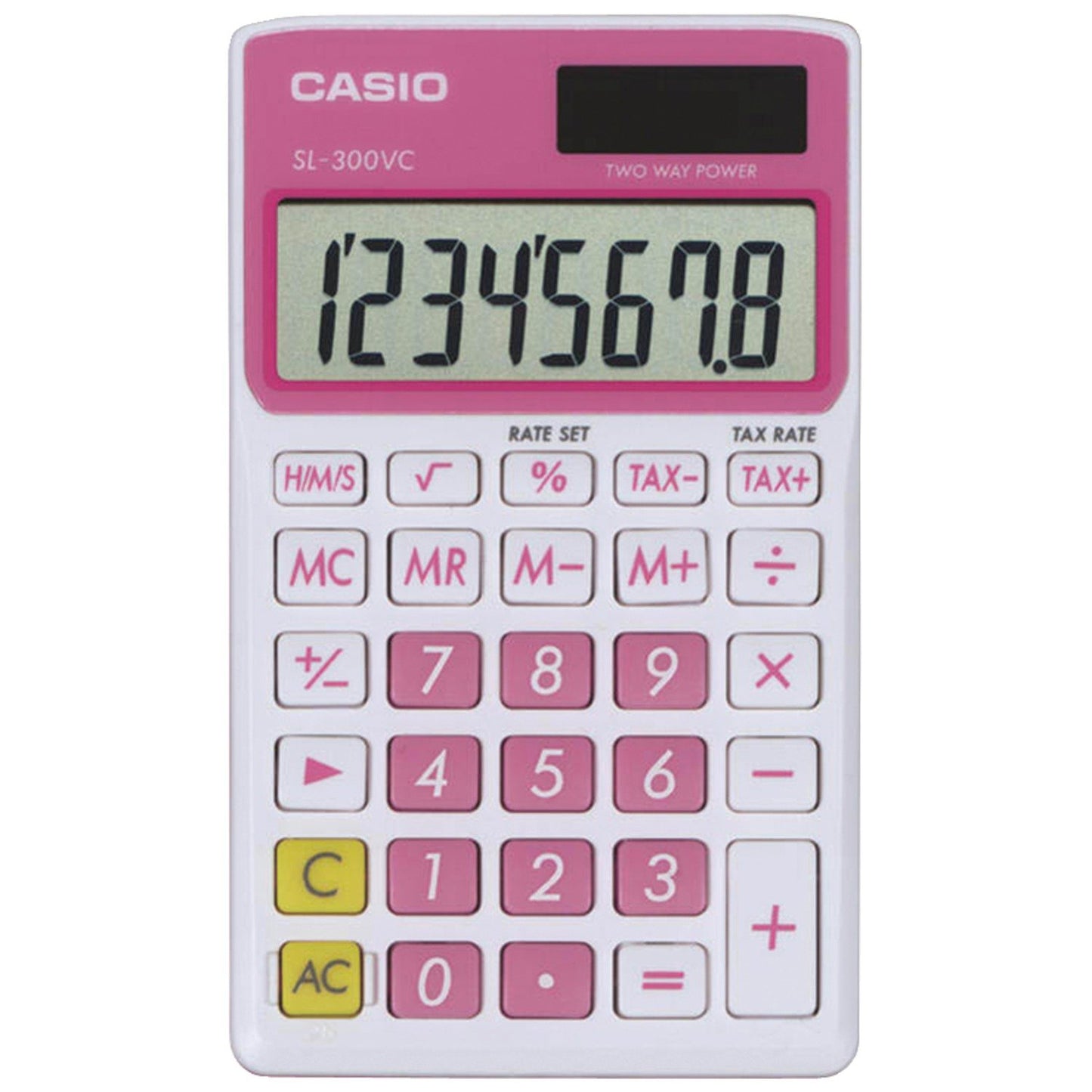 Casio SL300VCPKSIH Solar Wallet Calculator with 8-Digit Display (Pink)