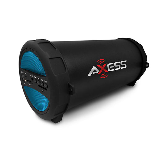 Axess SPBT1041BL Portable Bluetooth Cylinder Loud Speaker w/ FM USB AUX Blue
