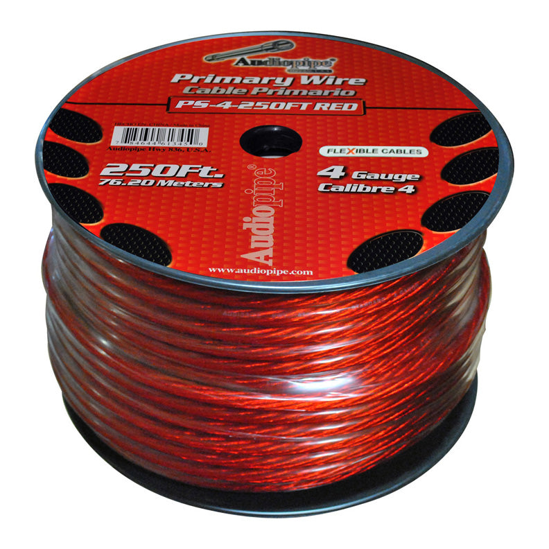 Audiopipe PS4RD Flexible Power Cable Red 250 ft. 4 Gauge