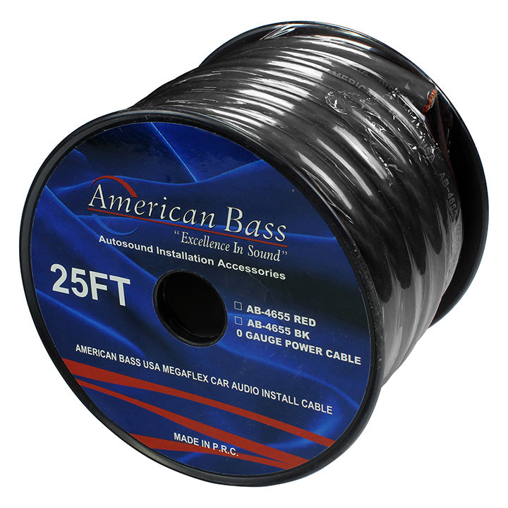 American Bass AB1/025B 0 Gauge black 25 ft. Roll
