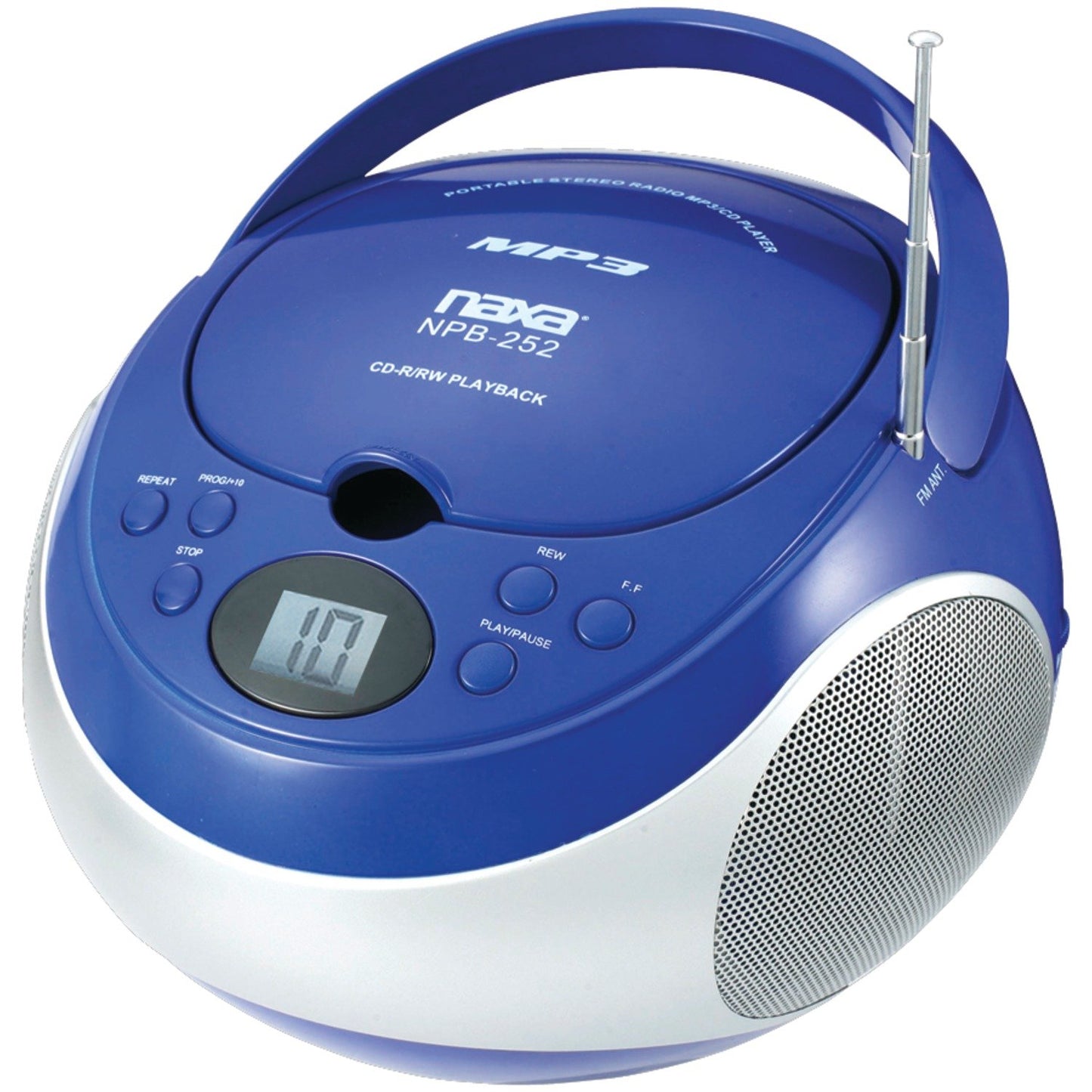 Naxa NPB252BL Portable CD/MP3 Player with AM/FM Stereo (Blue)