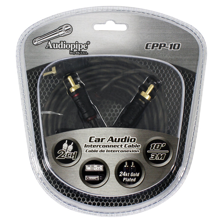 Audiopipe CPP10 10 foot ft Gold Plated Interconnect Cable