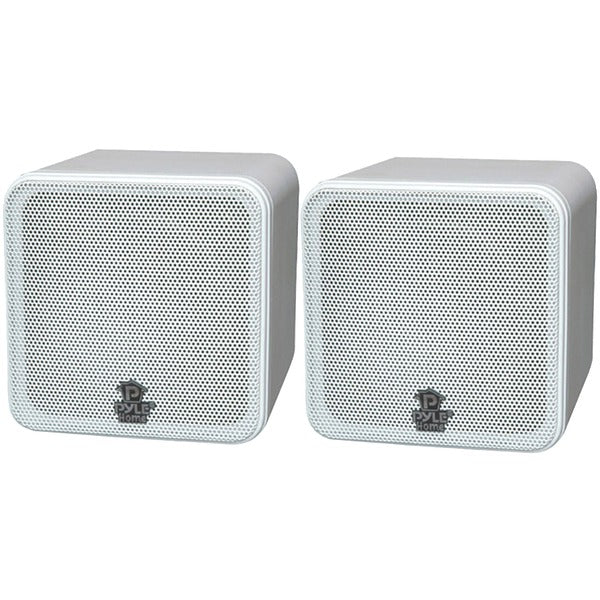 Pyle PCB4WT 4" 200-Watt Mini-Cube Bookshelf Speakers (White)