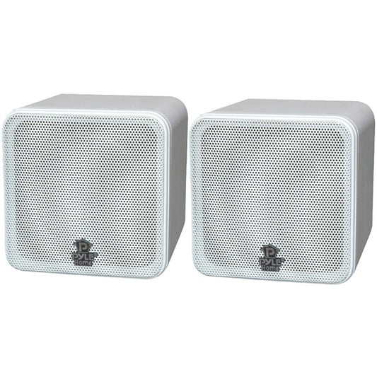 Pyle PCB4WT 4" 200-Watt Mini-Cube Bookshelf Speakers (White)