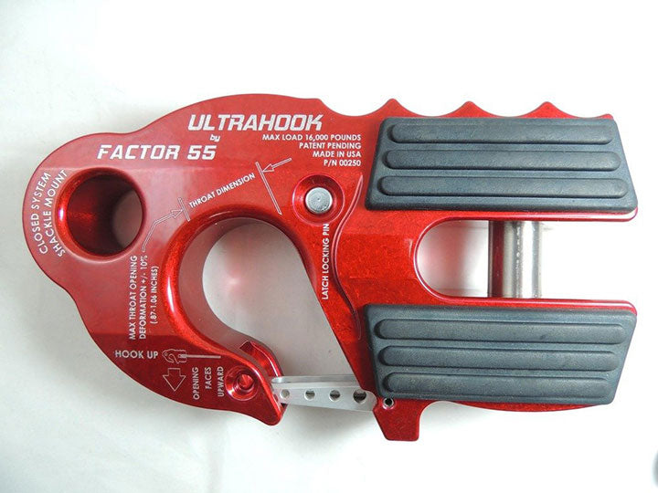 Factor55 25001 Ultrahook Winch Hook W/Shackle Mount Red