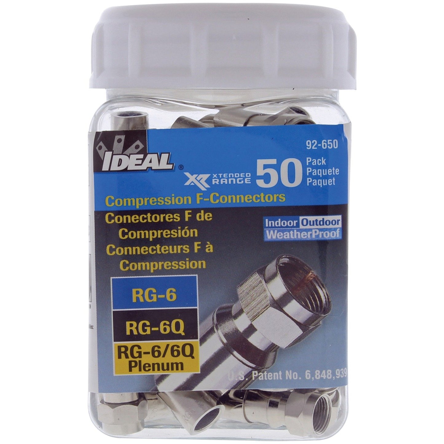 Ideal 92-650 RG6 F-Compression Connectors (RTQ; 50 pk)