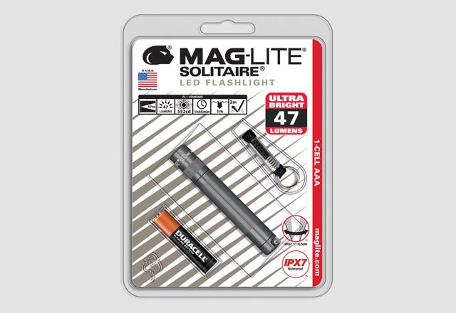 MAGLITE K3A096 SOLITAIRE AAA Gray Blister Pack