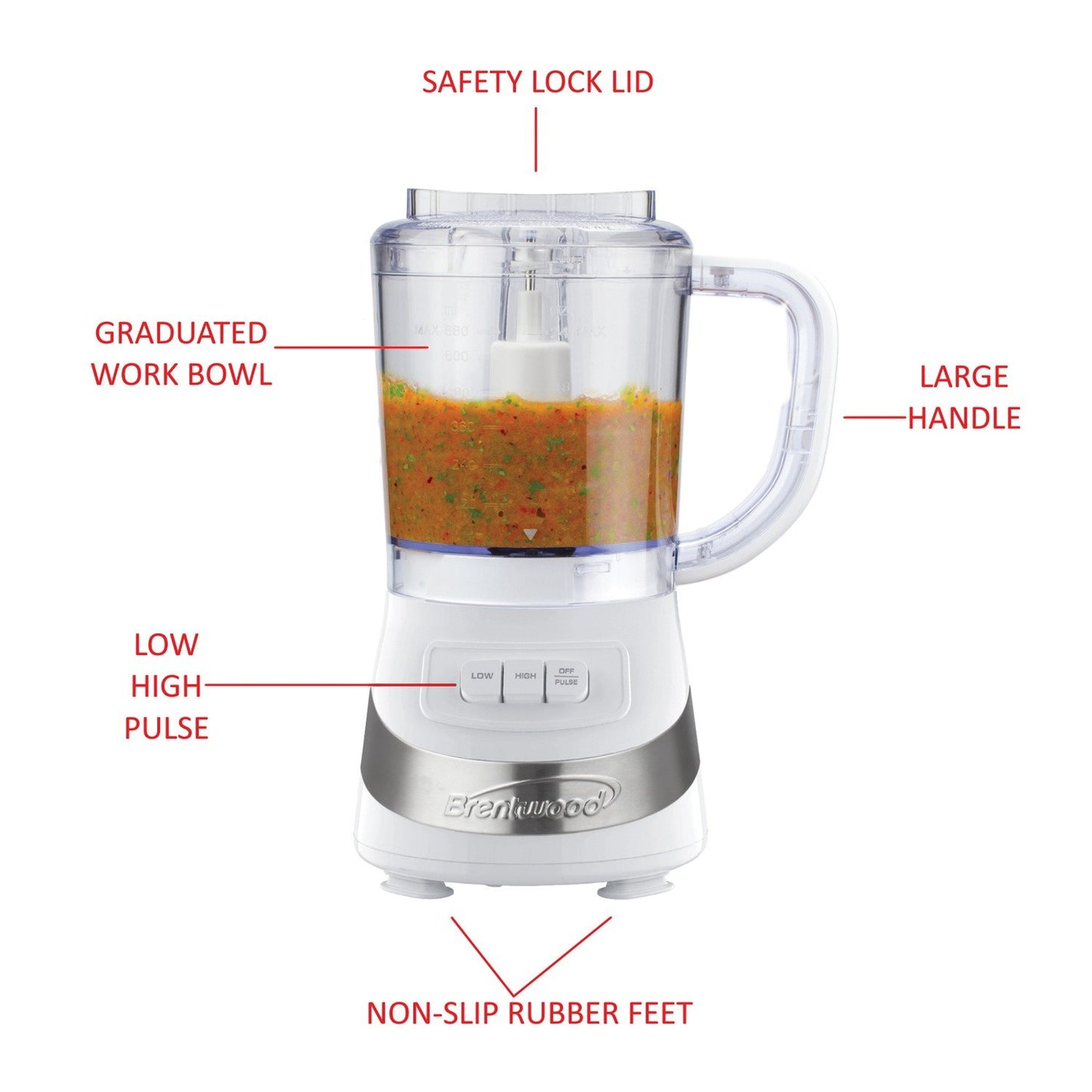 Brentwood Appl. FP-549W 3-Cup Food Processor (White)