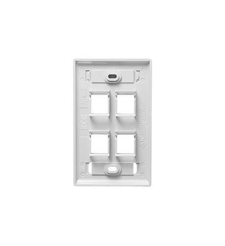 Icc IC107S04WH Faceplate, Id, 1-gang, 4-port, White