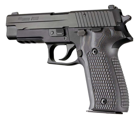 Hogue 26137BLKGRY Sig Sauer P226 Da Sa Piranha G10 Gmascus Black/Gray