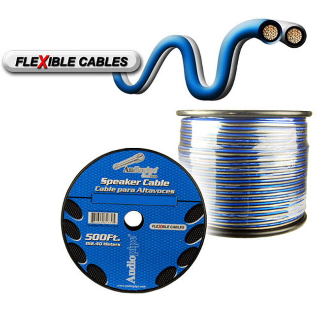 Audiopipe CABLE14BLS500 14 Gauge Flexible Speaker Cable 500Ft