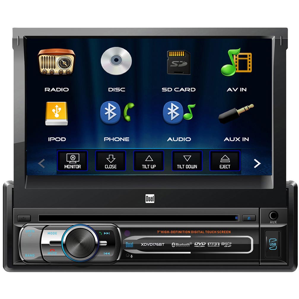 XDVD176BT Dual 7 Single-Din In-Dash Dvd With Motorized Touchscreen  Bluetooth