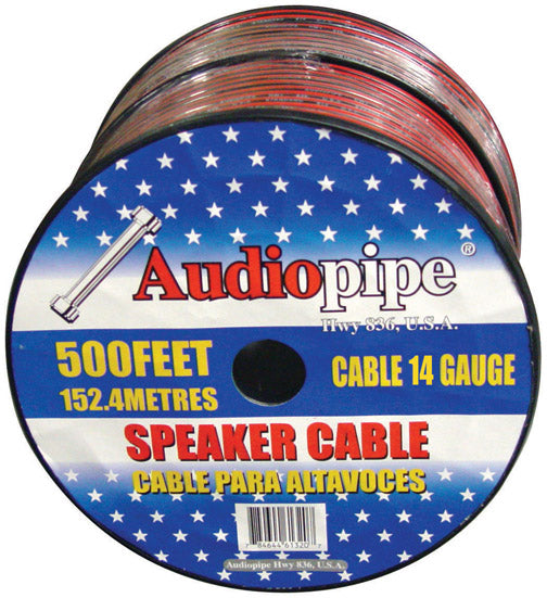 Audiopipe CABLE14BLACK 14 GA 500'  RED + BLACK Speaker Wire