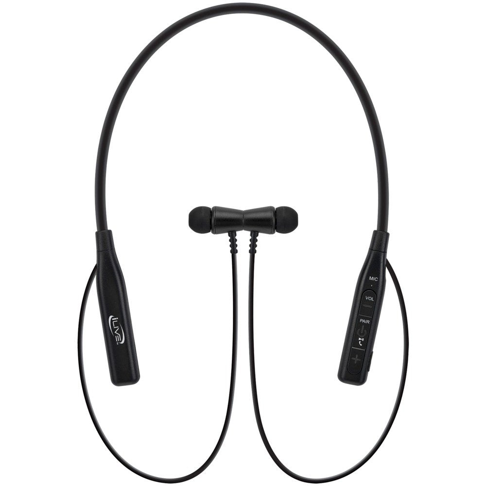 iLive IAEB109B Bluetooth In-Ear Earbuds w/Microphone and Bendable Neck (Black)