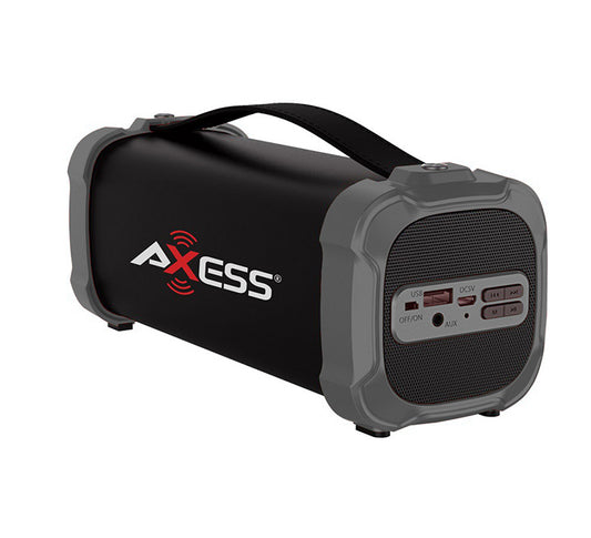 AXESS SPBT1073GY Outdoor Bluetooth Speaker 3.5 AUX Recharge Batt Subwoofer Grey