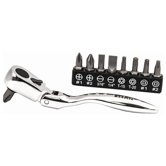 Titan 11212 Tool 10 pc Micro Flex Bit Ratchet Set